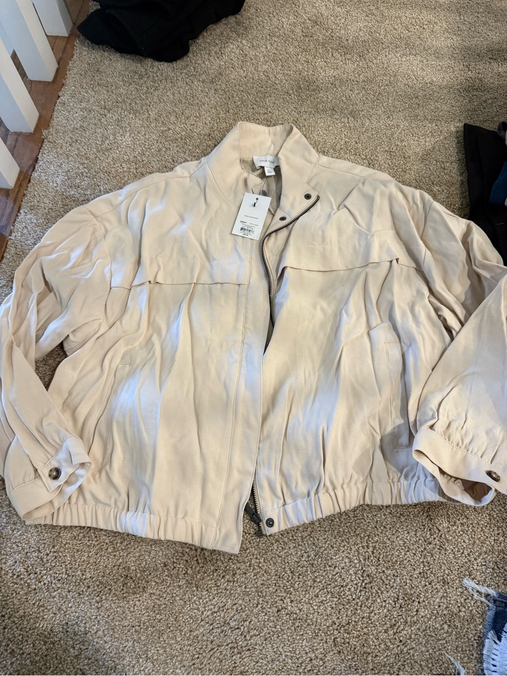 NWT Lightweight Beige Women's Bomber Jacket